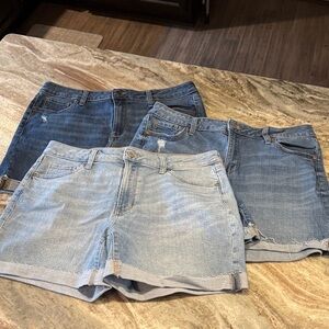 Women’s Denim Jean Shorts Trio - Light & Medium Blue